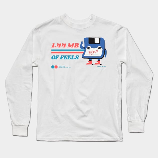 Retro Floppy Disk - 1.44 MB of Feels! Long Sleeve T-Shirt by M n' Emz Studio